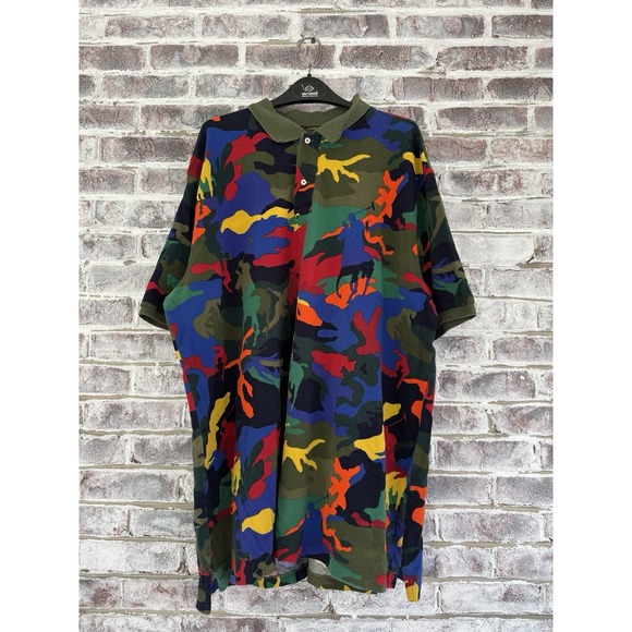 Polo Ralph Lauren Camouflage Pony Mesh Polo Shirt Rugged Multicolor Size 3XLT - Picture 1 of 9